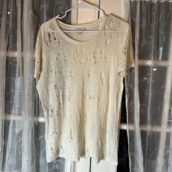 IRO CLAY HOLEY TEE with distressed shredded holes Made of linen Women (36) Sm(4) - Picture 5 of 9